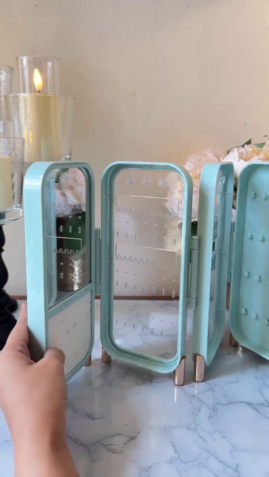 Stylish Multi-Section Jewelry Organizer – Compact and Elegant Storage Case with Mirrors for Neatly Organizing Accessories