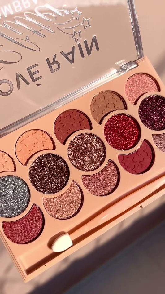 Red and Gold Eyeshadow Palette with Sparkling Glitter and Smooth Matte Shades – Perfect for Glamorous and Festive Eye Looks