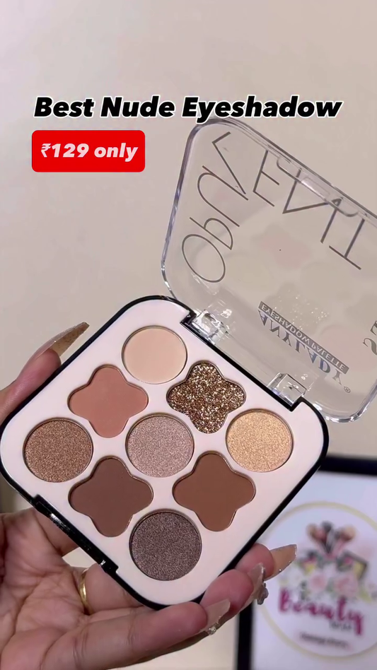 Versatile Nude Eyeshadow Palette with 9 Richly Pigmented Matte and Shimmer Shades in Warm and Neutral Tones – Perfect for Everyday Wear, Soft Glam, and Natural Makeup Looks