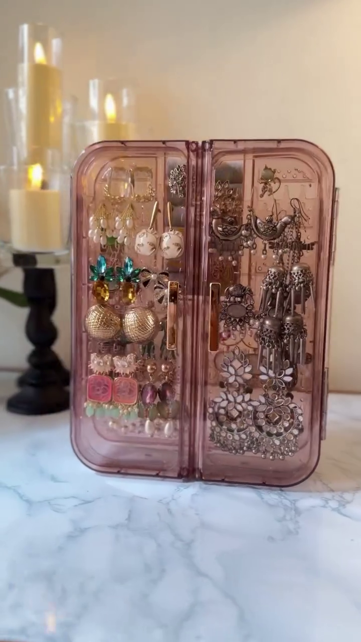 Elegant Earring Organizer – Transparent Jewelry Case with Multiple Sections for Neatly Displaying and Storing Earring