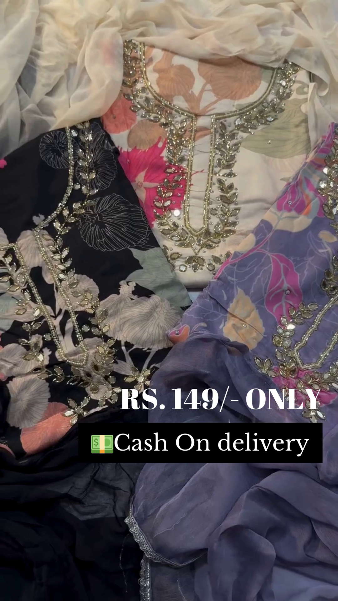 Floral Embroidered Dresses with Stylish Neckline and Detailing - Available in Multiple Colors