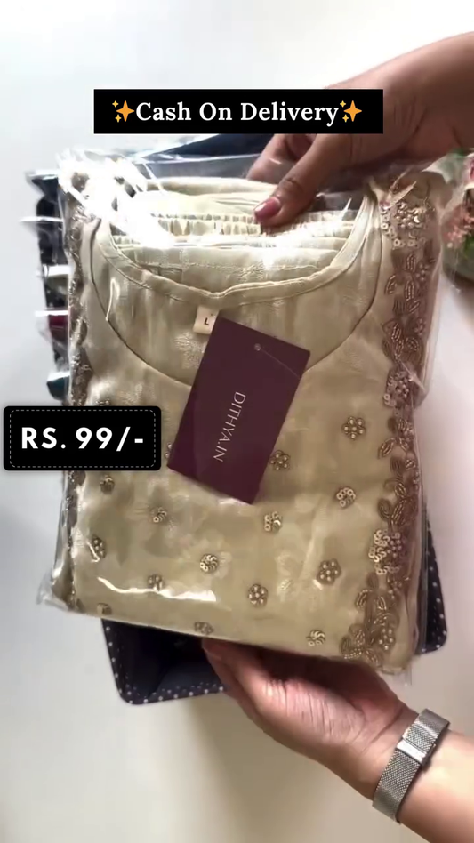 Stylish Embroidered Kurtis in Various Colors and Sizes (L) – Premium Quality for Only Rs. 99 with Cash on Delivery Available