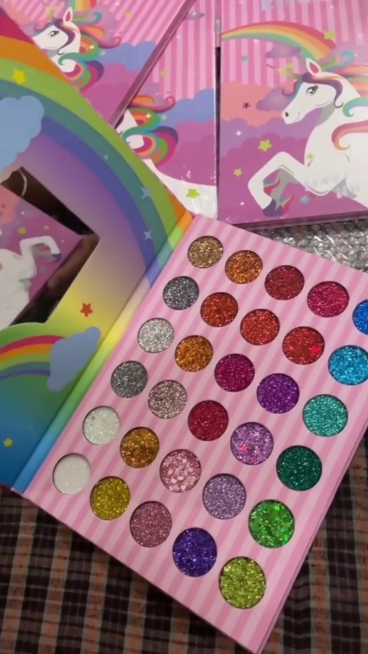 24-Color Unicorn-Inspired Glitter Eyeshadow Palette with Sparkling Hues for Vibrant, Bold Eye Looks