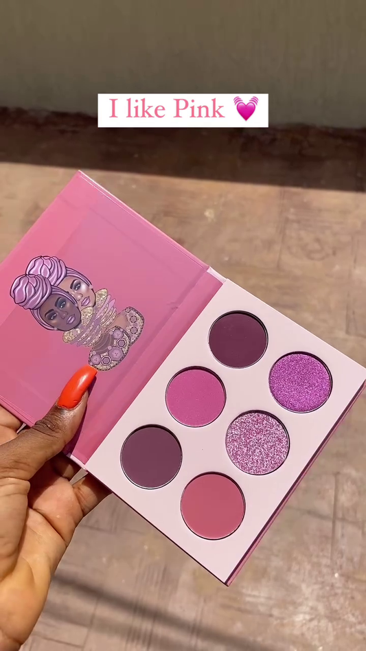 Glamorous 6-Shade Pink Eyeshadow Palette with Matte and Shimmer Finishes, Perfect for Bold and Vibrant Eye Looks