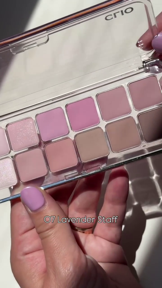 CLIO Pro Eye Palette Air – 10-Color Lightweight Eyeshadow Palette | Nude, Pink & Shimmer Shades for Soft Glam & Everyday Makeup
