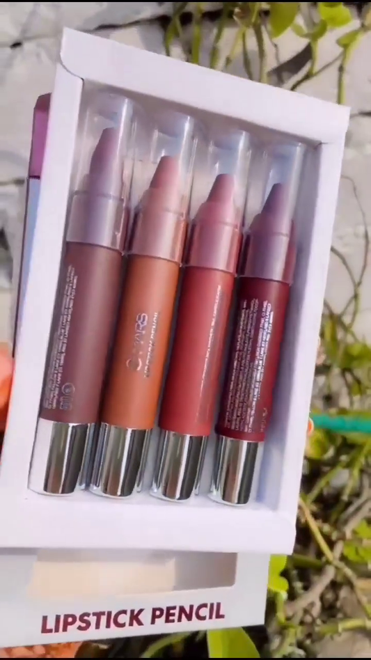 Set of 4 Lipstick Pencils in Gorgeous Shades – Smooth Finish, Long-lasting Wear, and Easy Application for a Perfect Pout