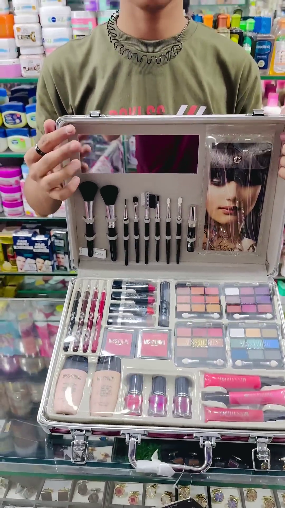 Complete Professional Makeup Kit in a Stylish Case – Full Set of Brushes, Lipsticks, Eyeliners, Foundation, Eyeshadows, Blushers, and Nail Polishes for Stunning Makeup Looks – Perfect for Makeup Enthusiasts and