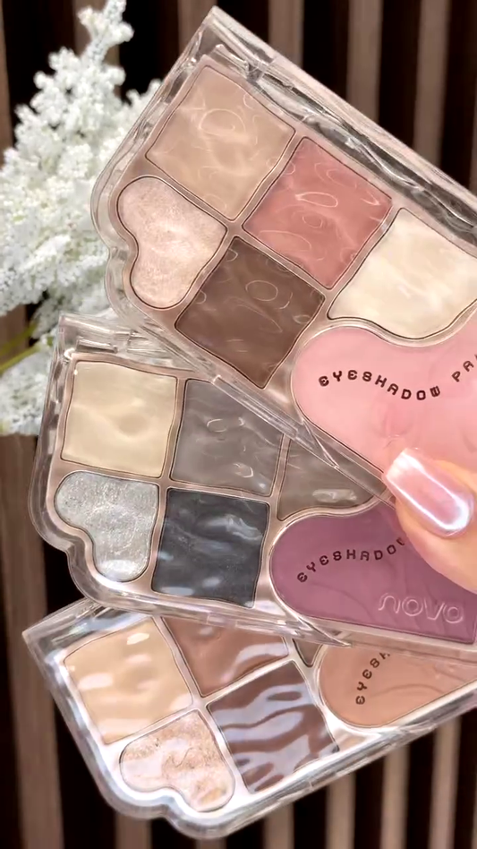 Nova Heart-Shaped 6-Color Eyeshadow Palette Set in Neutral and Shimmer Shades for Everyday Glam
