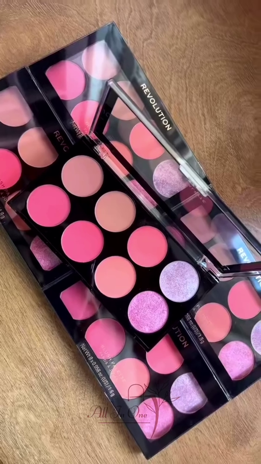12-Color Pink Blush Palette with Matte and Shimmer Shades for a Natural, Radiant Glow