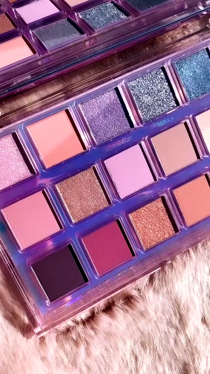 Purple and Rose Gold Eyeshadow Palette – 16 Rich Pigmented Shades with Mattes, Shimmers, and Glitters for Stunning Eye Looks