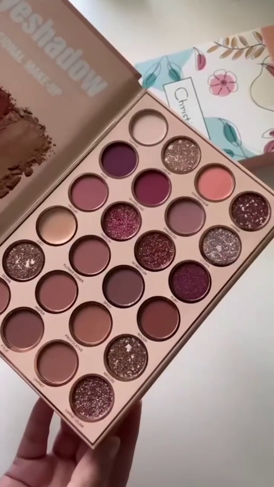 30-Color Nude & Berry Eyeshadow Palette – Matte, Shimmer & Glitter Shades | Warm Neutral Pink Purple Smokey Eye Makeup Kit