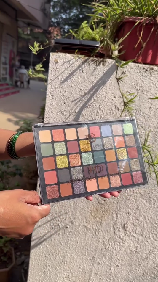 Stunning 40-Color Eyeshadow Palette with Matte, Shimmer, and Glitter Shades in Warm Neutrals, Bold Greens, and Vibrant Pops of Color – Perfect for Any Occasion