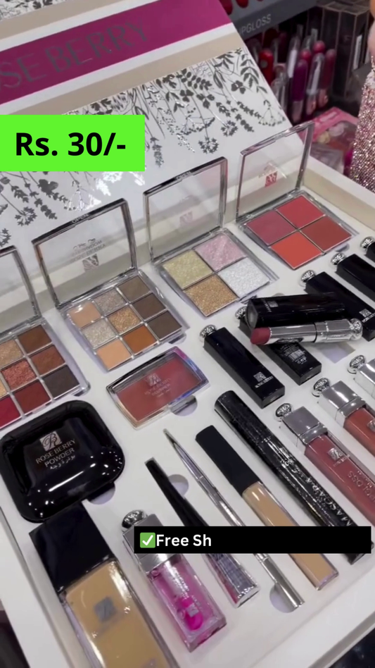 Rose Berry Complete Makeup Kit – Eyeshadow, Lipsticks, Blush, Foundation & More (All-in-One Beauty Set)