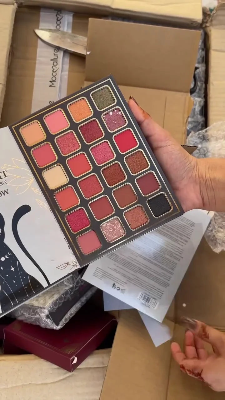 All-in-One Professional Makeup Book with 6 Shimmer Highlighters and 24 Multi-Color Eyeshadows – Portable Cosmetic Palette for Face and Eyes