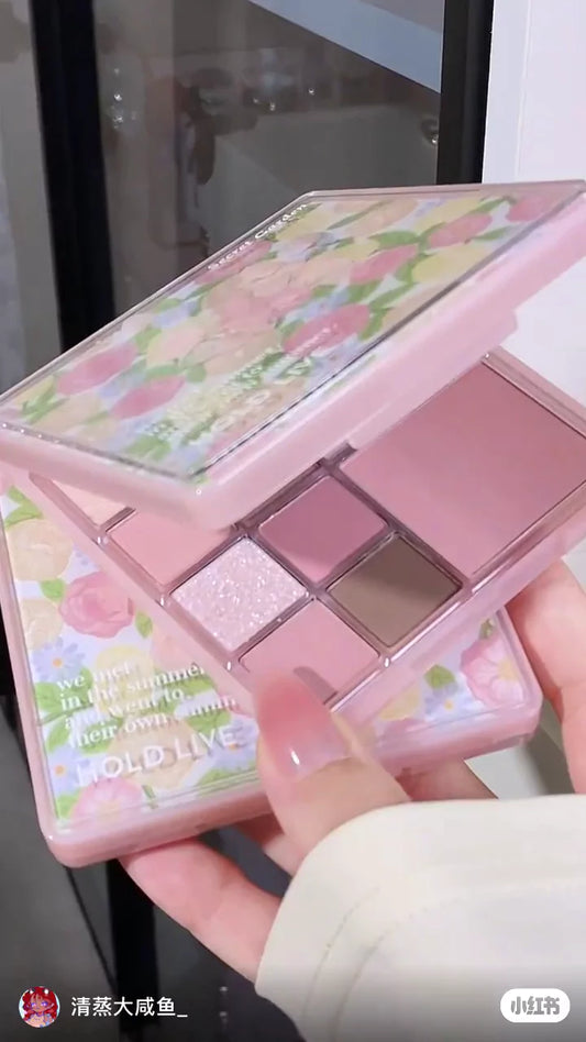 12-Color Eyeshadow & Blush Palette – Matte, Shimmer & Glitter Nude, Pink & Lilac Shades | Soft Glam Eye & Cheek Makeup Kit