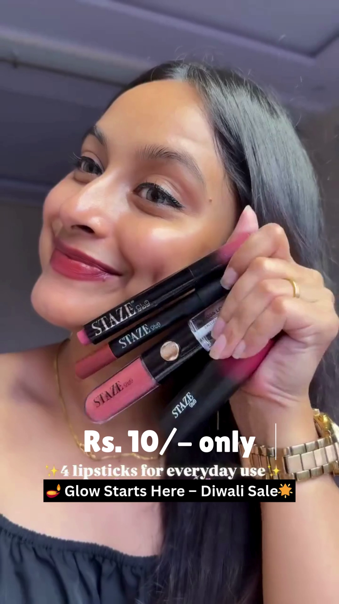 Staze 4-in-1 Lipstick Set – Everyday Long-Lasting Shades for All Occasions