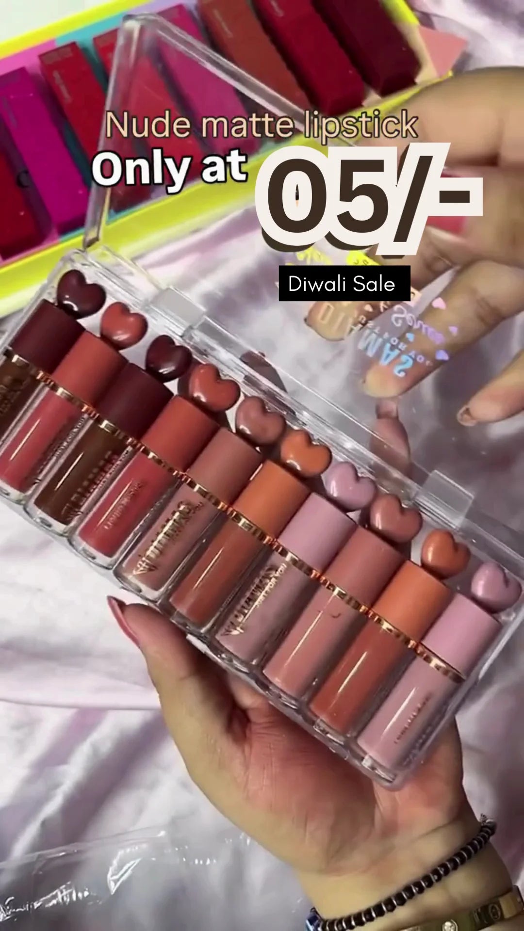 Nude Matte Lipstick Set – Long-Lasting Waterproof Lip Colors in Multiple Shades with Smooth Velvet Finish, Heart-Cap Design & Travel-Friendly Case – Perfect for Everyday Wear & Gifting