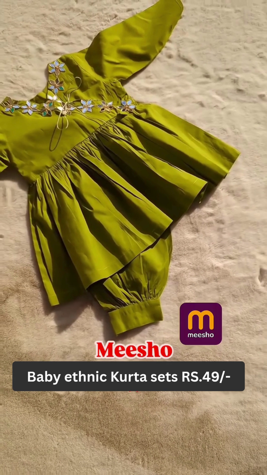 Baby Ethnic Kurta and Dhoti/Sharara Sets with Mirror Work – Affordable Festive Wear for Kids in Multiple Colors