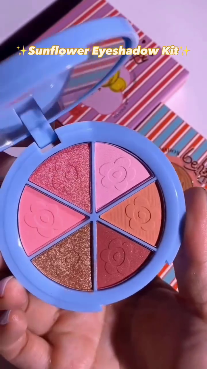 Sunflower Eyeshadow Kit – 6-Color Face Palette with Soft Matte and Shimmer Finishes in a Cute Cartoon Bunny-Themed Compact for Everyday and Glam Looks