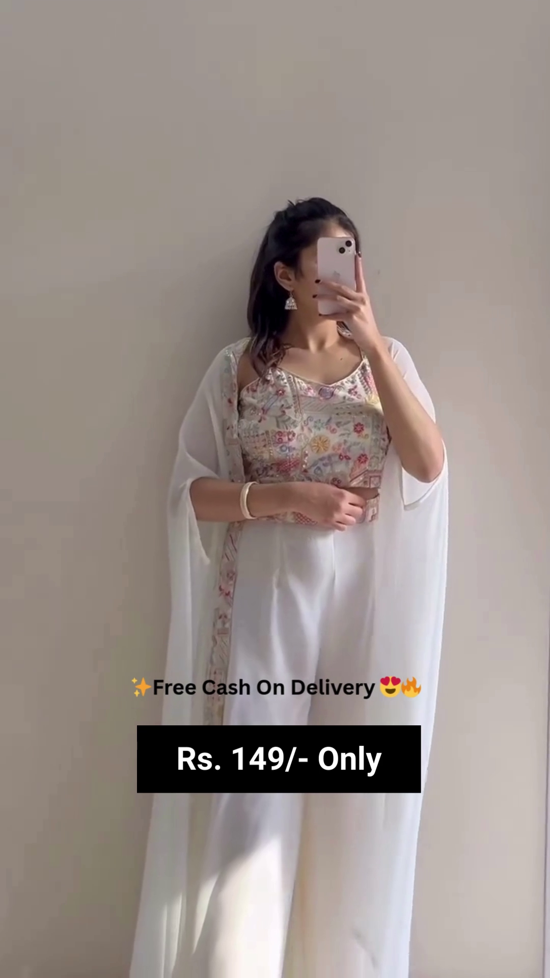 Stylish Women’s Ethnic Co-ord Set with Embroidered & Printed Crop Top, Flowy Palazzo Pants and Matching Dupatta Available in White, Pastel Pink and Light Green Colors