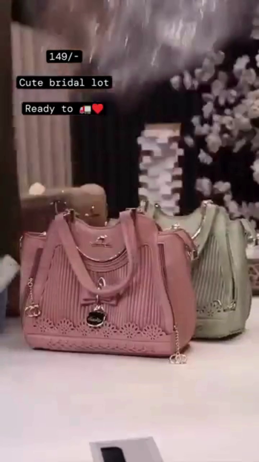 Elegant Bridal Handbag Lot – Stylish Designer Tote Bags with Bow & Charm Detailing | Perfect Wedding & Party Accessory