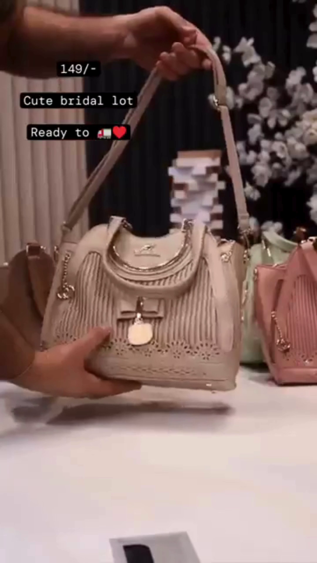 Elegant Bridal Handbag Lot – Stylish Designer Tote Bags with Bow & Charm Detailing | Perfect Wedding & Party Accessory