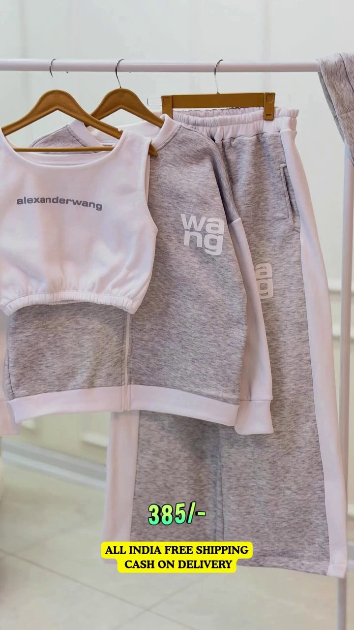 3-Piece Premium Tracksuit Set - Crop Tank, Zip-Up Bomber Jacket, and Wide-Leg Joggers Athleisure Wear