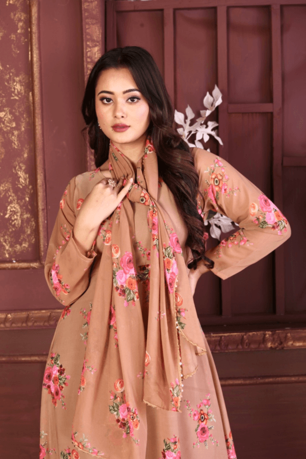 GRACEFUL ELEGANCE IN A FLORAL FLOWING GOWN WITH DUPATTA - Image 2