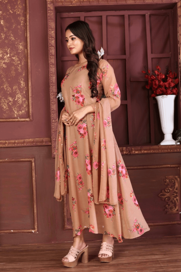 GRACEFUL ELEGANCE IN A FLORAL FLOWING GOWN WITH DUPATTA - Image 4