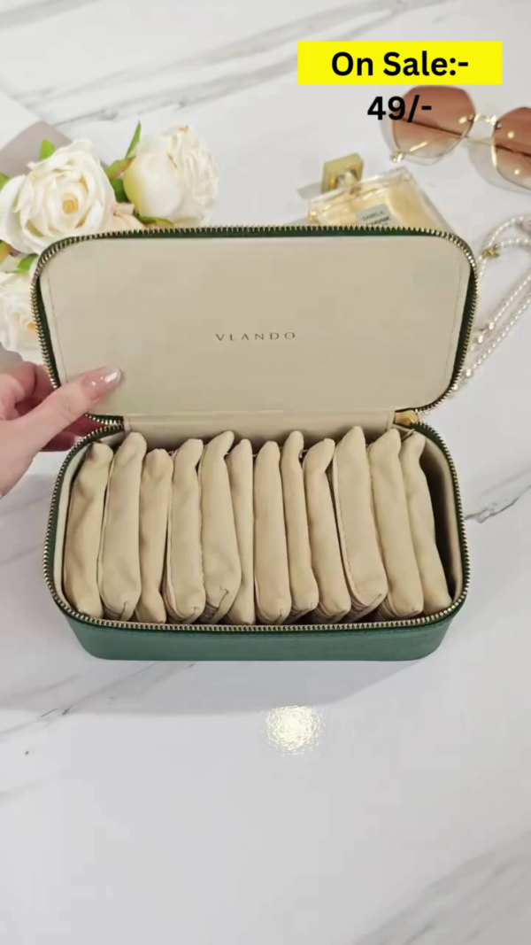 Travel Jewelry Organizer with Multiple Removable Pouches for Secure and Stylish Storage of Earrings, Rings, and Accessories