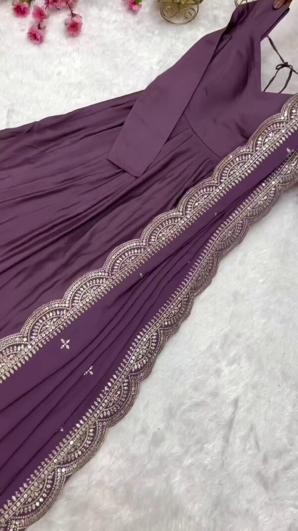Premium Quality Pure Romansilk Chanderi Fully Flair Wedding Special Anarkali Kurta with Heavy Dupatta Set and Pant