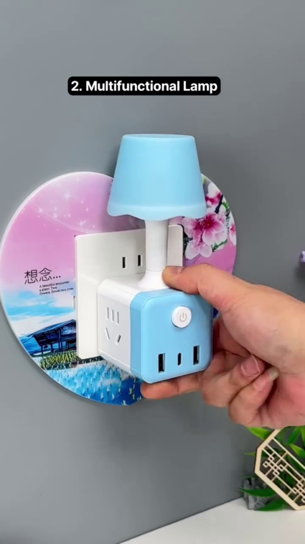 Multifunctional LED Wall Plug Lamp with Integrated Power Strip – 3-in-1 Night Light, USB Charging Ports, and Universal Socket Extension Hub – Ideal for Bedrooms, Offices, and Travel Use - Image 2