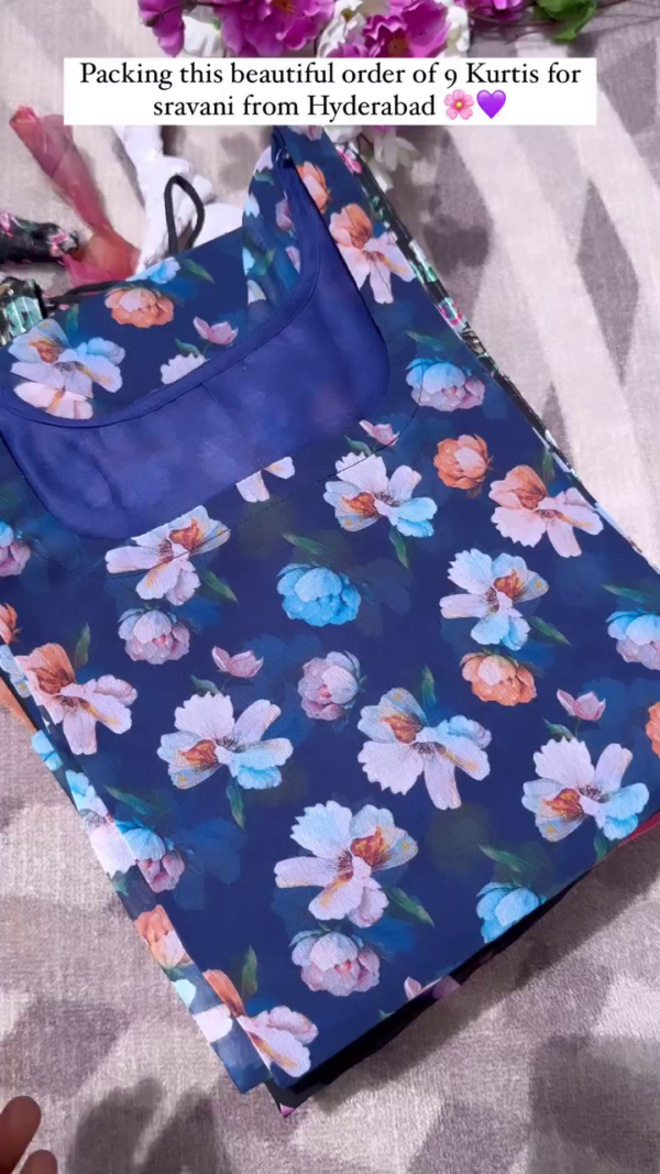 Combo of Floral Printed Straight Kurti and Embroidered Organza Kurti – Perfect Blend of Everyday Style and Festive Elegance for Women