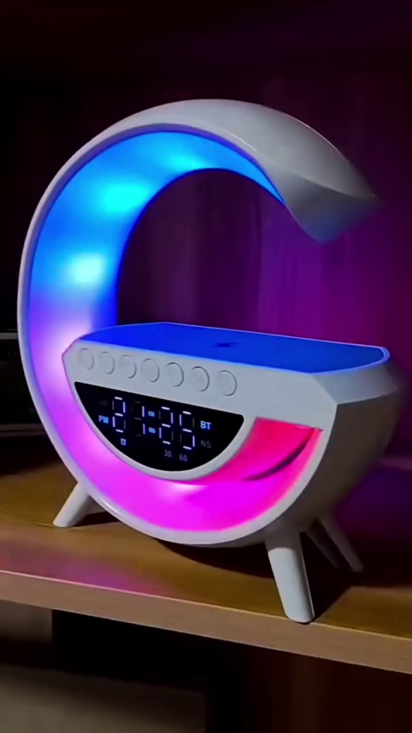 Modern RGB LED Night Light Clock with Wireless Phone Charging, Bluetooth Speaker, Alarm Clock, Sleep Timer & Touch Control – Multi-Function Decorative Bedside Lamp for Bedroom, Office, or Living Room