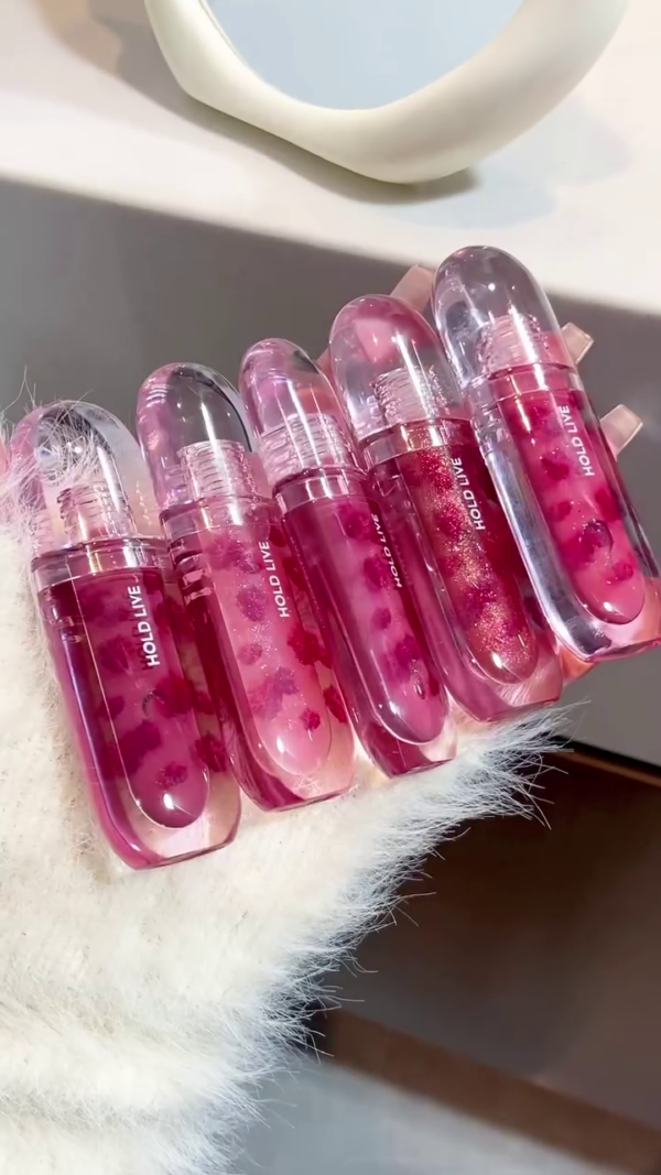 Hold Live Jelly Flower Lip Gloss Set – Hydrating, Lightweight, and Non-Sticky Gloss with Real Flower Infusion for a Natural, Glossy Finish – Moisturizing Lip Tint with Smooth Applicator – Ideal for Everyday Glam and Gifting
